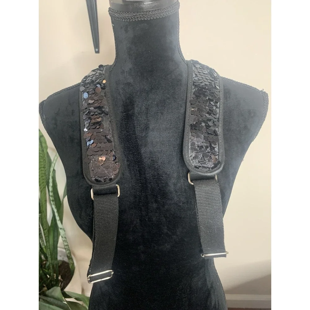 Victoria's Secret PINK Black Sequin Large Backpack Y2K Drawstring Zipper Adjusts
